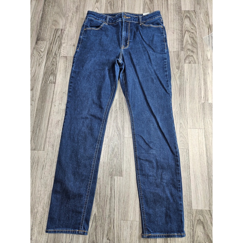 Old Navy High-Rise Straight Jeans Womens 10 Blue Dark Wash Stretch Denim